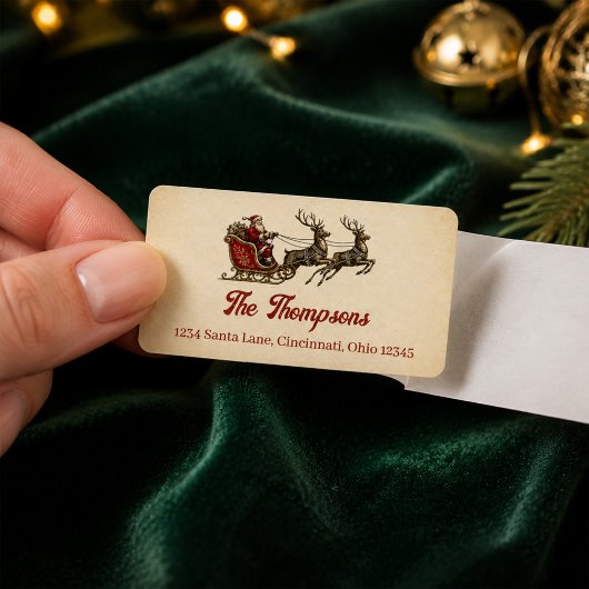 Rode Vintage Kerstman Retouradres Etiket