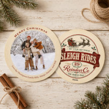 Rode Vintage Kerstman slee rit foto