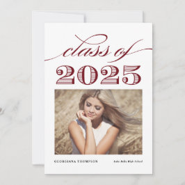 Rode Vintage Klasse van 2025 Foto Afstuderen Aankondiging