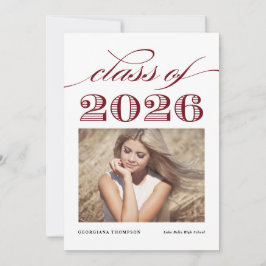 Rode Vintage Klasse van 2025 Foto Afstuderen Aankondiging