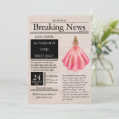 Rode vintage krant Quinceañera zalmroze Kaart (Staand voorkant)