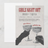 Rode vintage-meisjes uitje Galentine-feestkaart Feestdagenkaart (Voorkant / Achterkant)