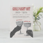 Rode vintage-meisjes uitje Galentine-feestkaart Feestdagenkaart (Staand voorkant)