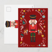 Rode Vintage Notenkraker Kerst  Feestdagenkaart (Voorkant / Achterkant)