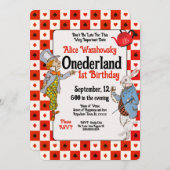 Rode Vintage Onederland Konijn Hatter 1e verjaarda (Voorkant / Achterkant)