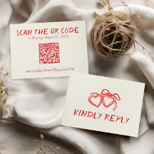 Rode Vintage QR Code Huwelijk