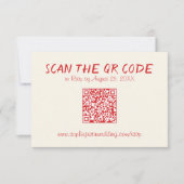Rode Vintage QR Code Huwelijk RSVP Kaartje (Voorkant)