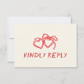 Rode Vintage QR Code Huwelijk RSVP Kaartje (Achterkant)