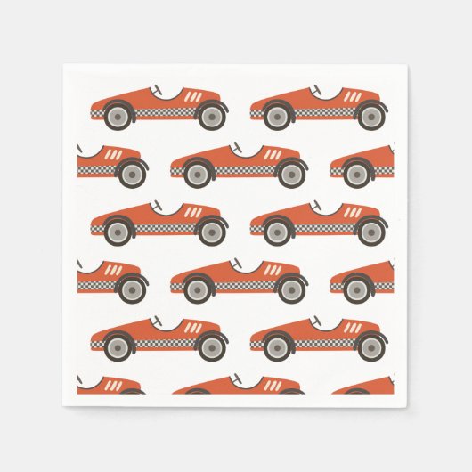 Rode Vintage Raceauto Verjaardag Servet (Voorkant)