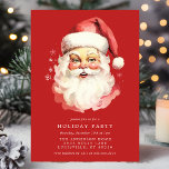 Rode Vintage Retro Kerstman Kerstfeest Kaart<br><div class="desc">Nodig uw gasten uit voor een feestelijk kerstfeest met deze Red Retro Santa Claus Christmas Party Invitation. Met een prachtig retro waterverf Santa straalt dit klassieke ontwerp charme en sophisticatie uit. Perfect voor een vakantie bijeenkomst, de uitnodiging kunt u aanpassen met uw evenement gegevens, het creëren van een persoonlijke touch...</div>