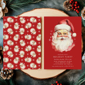 Rode Vintage Retro Kerstman Kerstfeest Kaart
