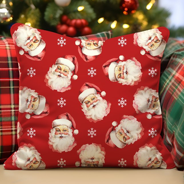 Rode Vintage Retro Kerstman Kerstmis Kussen (Creator heeft geüpload)