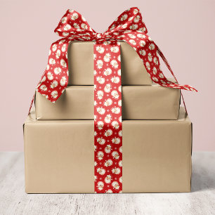Rode Vintage Retro Kerstman Kerstmis Satijnen Lint