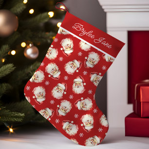 Rode Vintage Retro Santa Claus Gepersonaliseerd Kleine Kerstsok