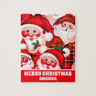 Rode Vintage Santa Claus Christmas Kinder Legpuzzel