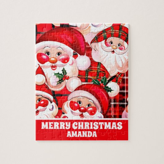 Rode Vintage Santa Claus Christmas Kinder Legpuzzel (Verticaal)