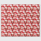 Rode Vintage Santa Claus Tartan Plaid Christmas Cadeaupapier (Vlak)