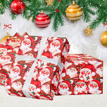 Rode Vintage Santa Claus Tartan Plaid Christmas Cadeaupapier<br><div class="desc">Rode Vintage Santa Claus Tartan Plaid Kerst inpakpapier</div>
