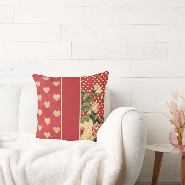 Rode Vintage Shabby Chic Kussen (Bank)