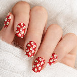 Rode Vintage Sinterklaas Gezicht Waterverf Kerstmi Minx Nail Art<br><div class="desc">Vier het vakantieseizoen met dit charmante kerstman gezicht nail art design. Met een klassieke rode achtergrond met een prachtig gedetailleerde waterverf afbeelding van het vrolijke gezicht van de Kerstman, is deze feestelijke nail art perfect voor het toevoegen van een vleugje nostalgie en feestvreugde aan uw look. Ideaal voor liefhebbers van...</div>