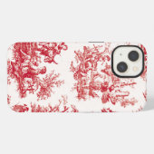 Rode Vintage Toile iPhone Hoesje (Achterkant horizontaal)