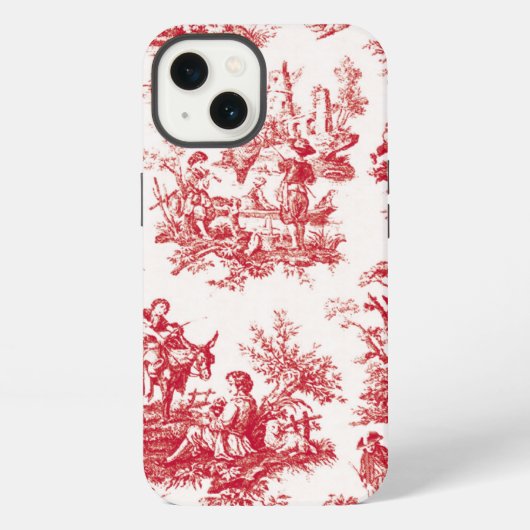 Rode Vintage Toile iPhone Hoesje (Achterkant)