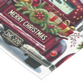 Rode Vintage Truck Kerstversieringen Korte Tafelloper (Hoek)