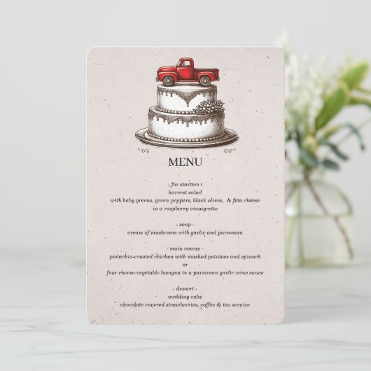 Rode Vintage Truck Menu (Staand voorkant)