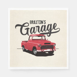 Rode Vintage Truck Verjaardag Aangepaste Papieren  Servet