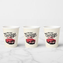 Rode Vintage Truck Verjaardag Custom Papieren Beke Bekers