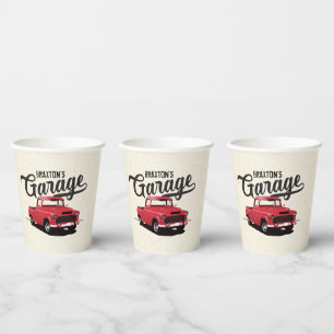 Rode Vintage Truck Verjaardag Custom Papieren Beke Bekers