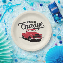 Rode Vintage Truck Verjaardag Custom Papieren Bord