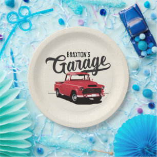 Rode Vintage Truck Verjaardag Custom Papieren Bord