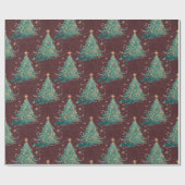 Rode Vintage Victoriaans kerstboompatroon Cadeaupapier (Vlak)