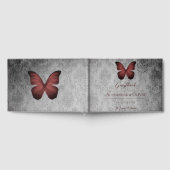 Rode Vintage Vlinder Damast Bruiloft Gastenboek (Volledig)