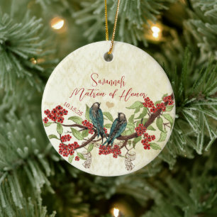 Rode Vintage Vogel Bruidsmeisje Ornamenten