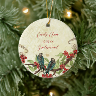 Rode Vintage Vogel Bruidsmeisje Ornamenten