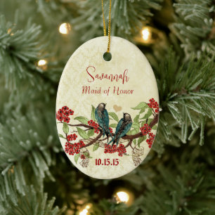 Rode Vintage Vogel Bruidsmeisje Ornamenten