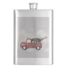 rode vintage vrachtwagen op een grijze bokeh achte flacon