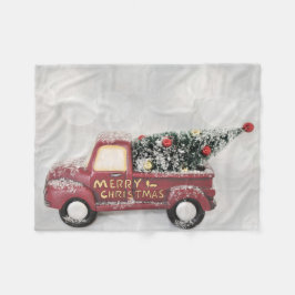 rode vintage vrachtwagen op een grijze bokeh achte fleece deken