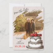 Rode Vintage Vrachtwagen Save The Date (Voorkant)