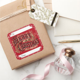 Rode Vintage Vrolijk Kerstcadeau Label Stickers