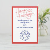 Rode Vintage Whimsical Kerstkaart Kaart (Staand voorkant)