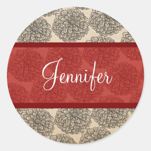 Rode Vintage Zinnia Stickers (Voorkant)