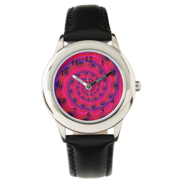 Rode Violet en blauwe spiraal Horloge (Voorkant)