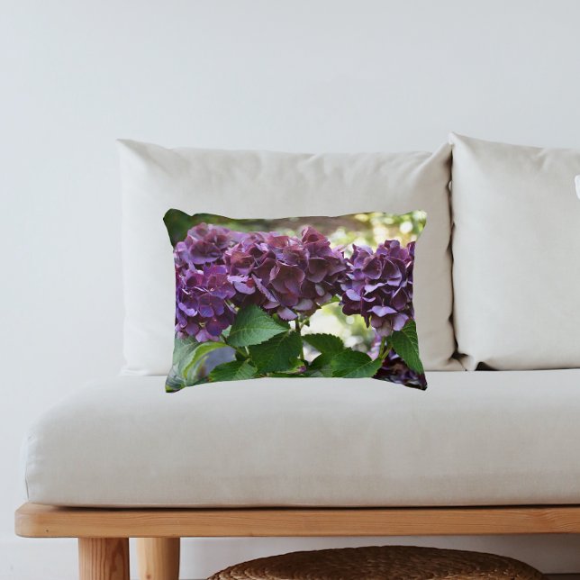 Rode Violet Hydrangea Bloeit Bloemig Accent Kussen (In Situ Sofa)