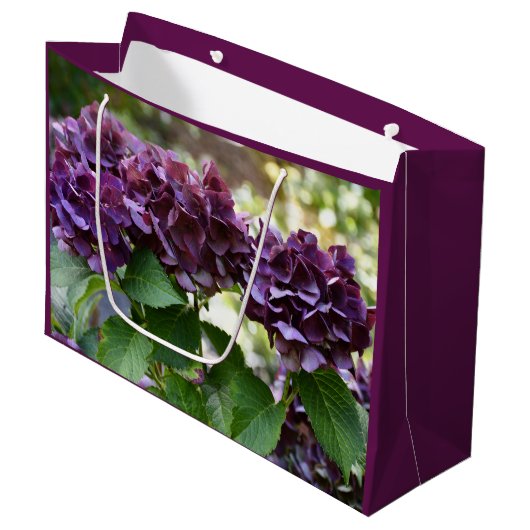 Rode Violet Hydrangea Bloeit Bloemig Groot Cadeauzakje (Voorkant Gekanteld)