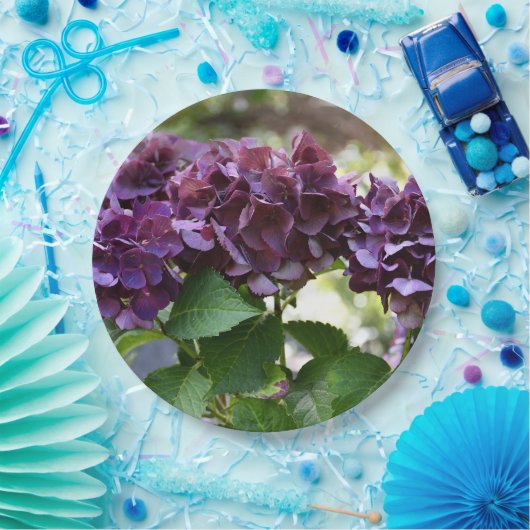 Rode Violet Hydrangea Bloeit Bloemig Papieren Bordje (Feest)