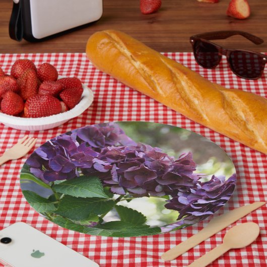 Rode Violet Hydrangea Bloeit Bloemig Papieren Bordje (Picknick)