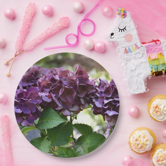 Rode Violet Hydrangea Bloeit Bloemig Papieren Bordje (Feest)
